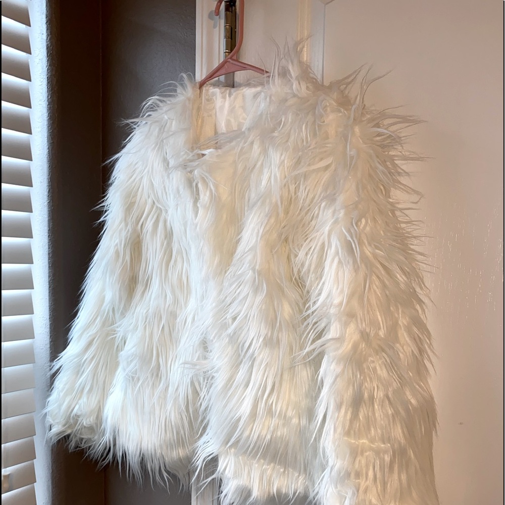 New white faux fur jacket
